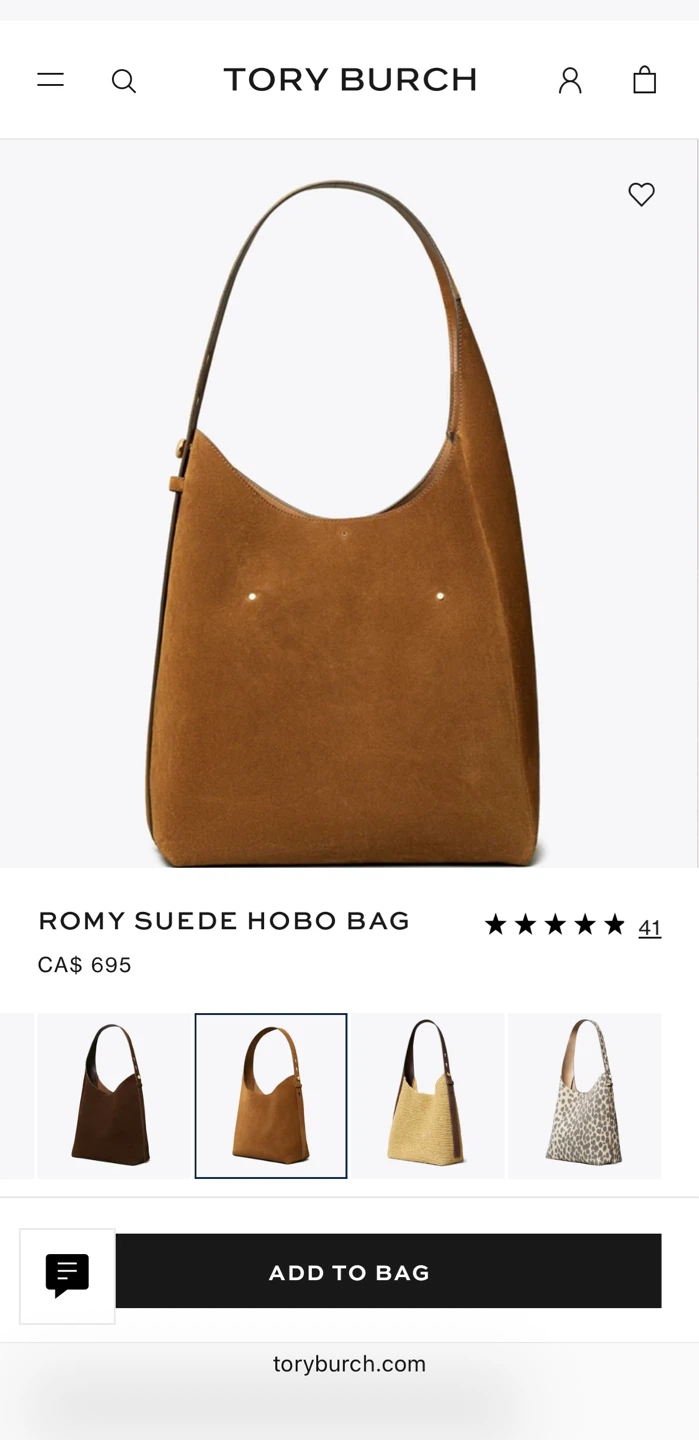 New Tory Burch Romy Suede Hobo Bag - photo 4