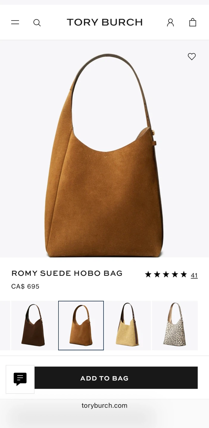 New Tory Burch Romy Suede Hobo Bag - photo 3