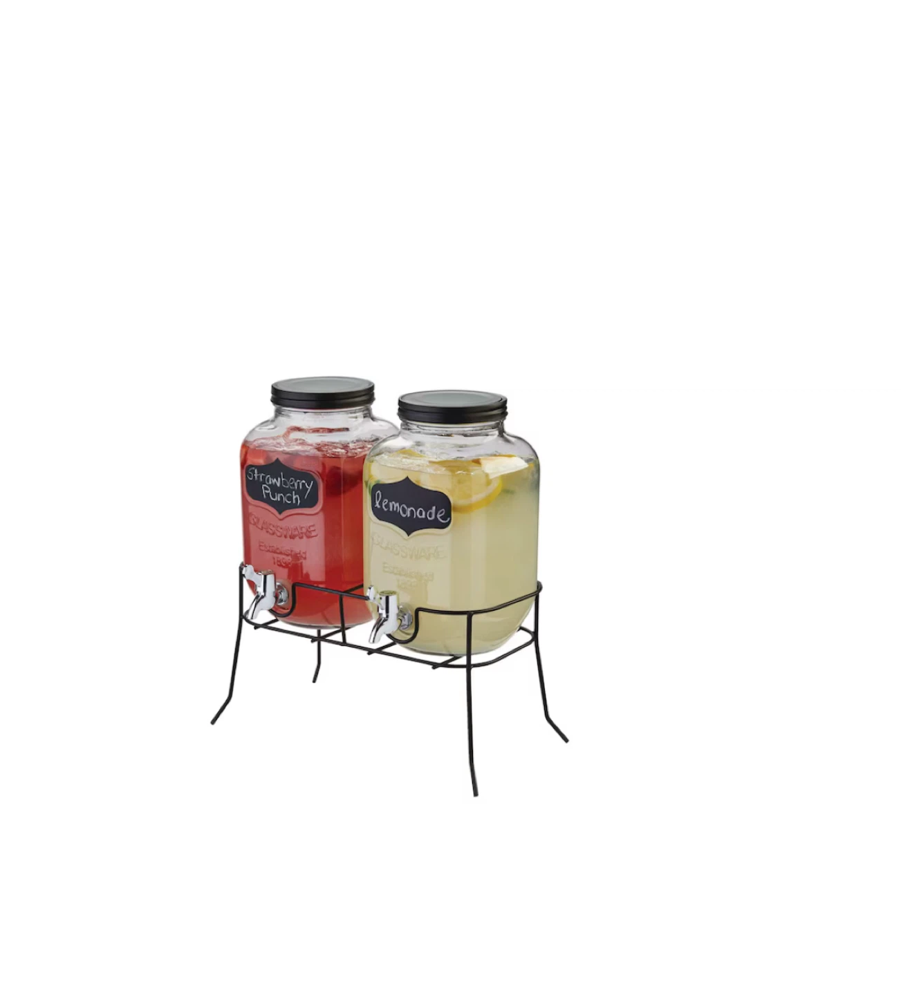 Glass Beverage Dispenser Set with 2 Jars and Stand - photo 3