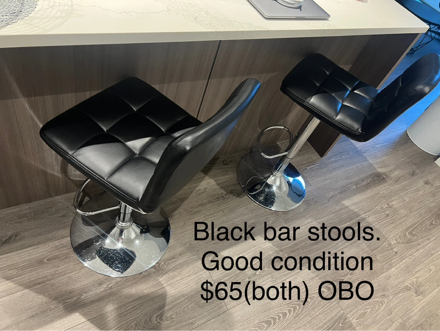 2 Black Adjustable Bar Stools