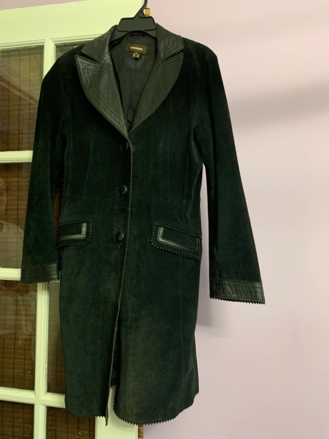 DANIER Suede Leather Trimmed Trench Coat