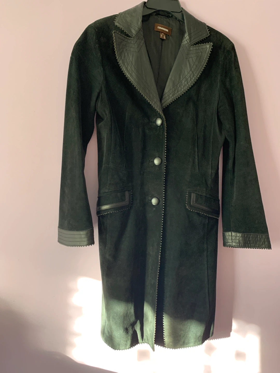DANIER Suede Leather Trimmed Trench Coat - photo 5