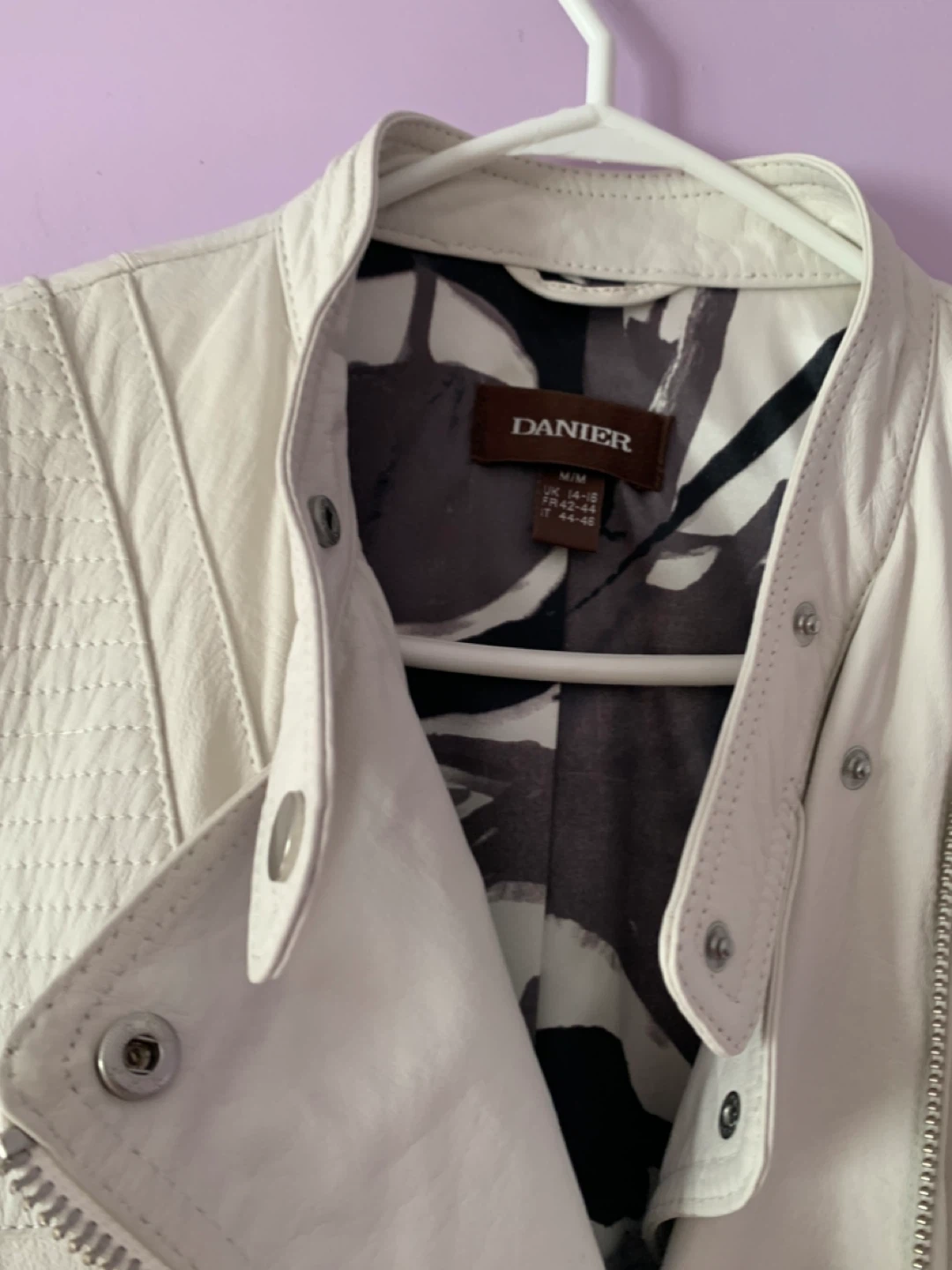 NEW DANIER White Leather Biker Jacket - photo 2