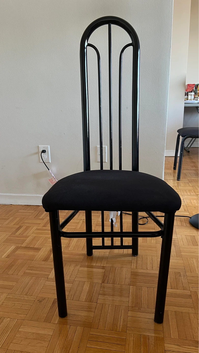 Black Metal Dining Chair with Padded Seat and cover