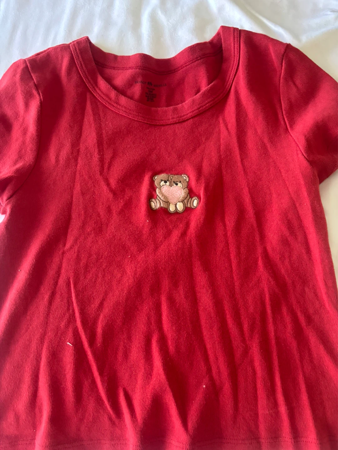 Brandy Melville Red Teddy Bear Graphic T-Shirt