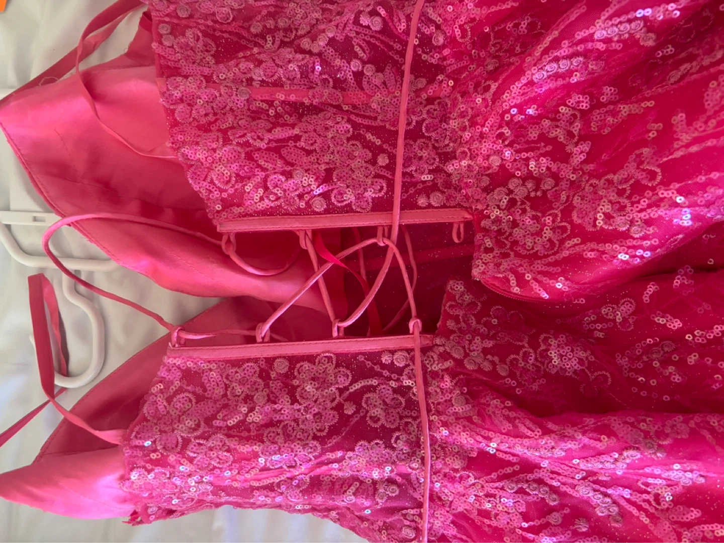Hot Pink Embellished Prom Dress