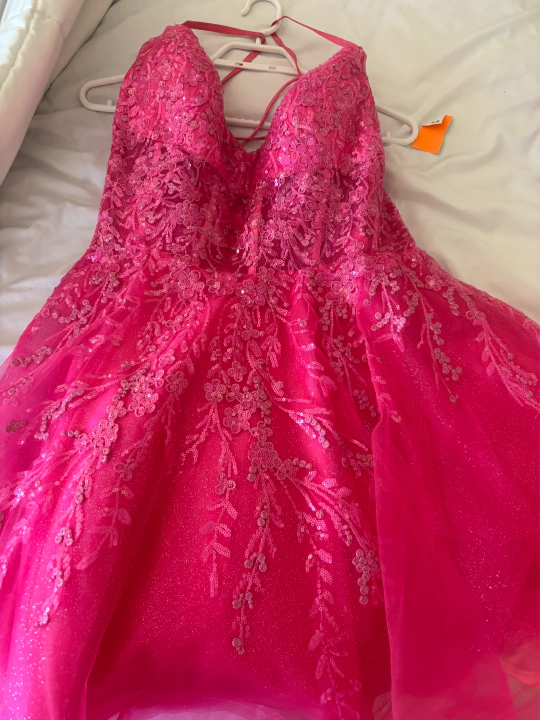 Hot Pink Embellished Prom Dress - photo 3