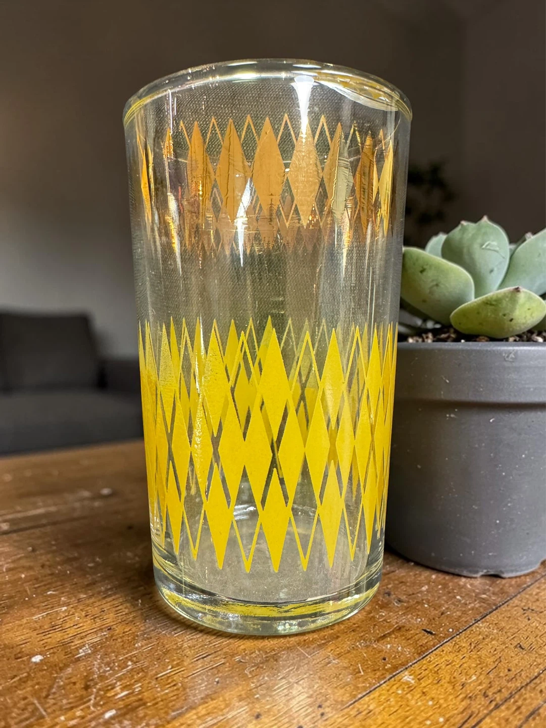 MCM MID century modern 1950s Diamond Gold 3 set Glasses - photo 3