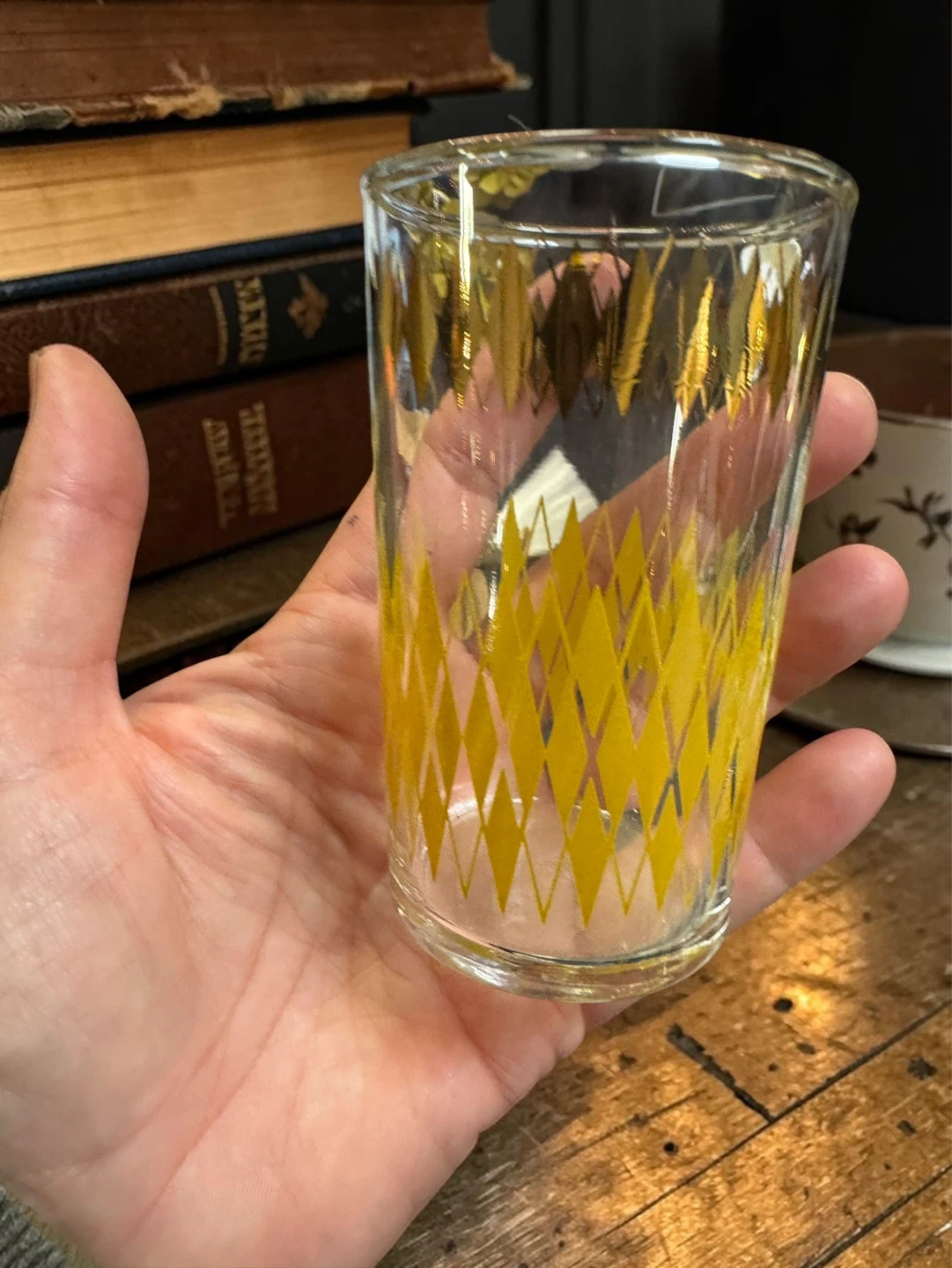 MCM MID century modern 1950s Diamond Gold 3 set Glasses - photo 2