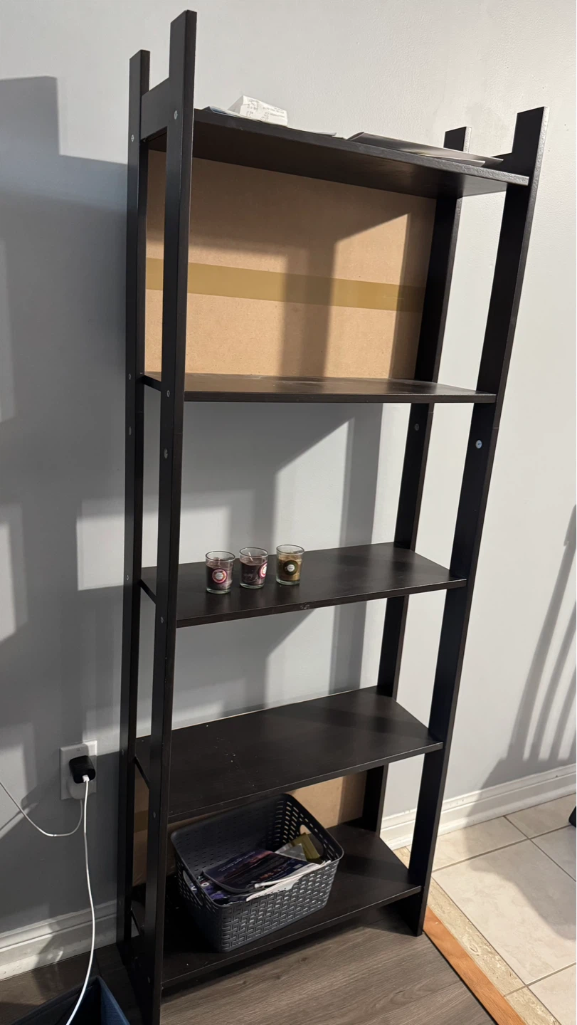 Dark Brown 5-Tier Ladder Bookshelf