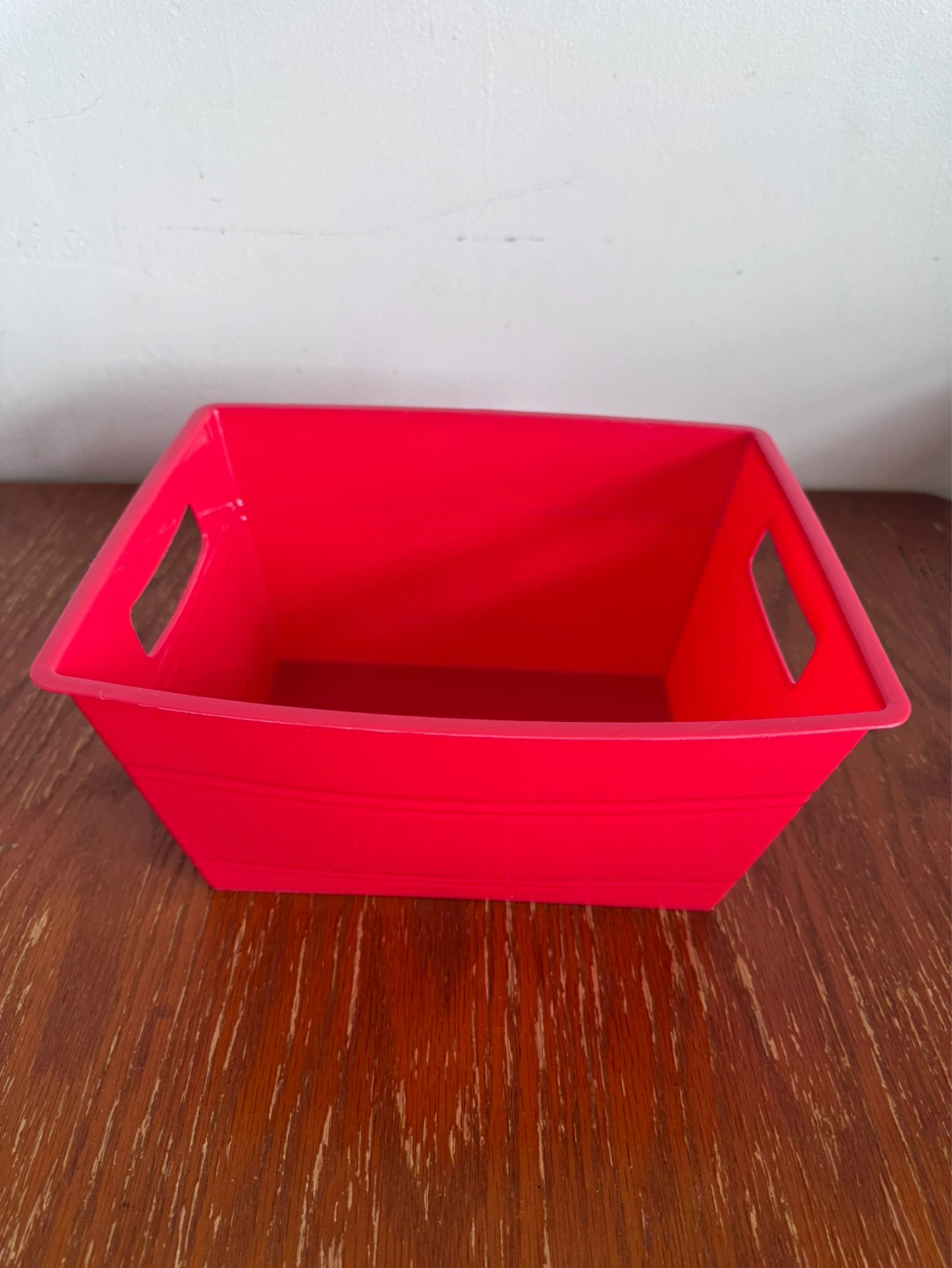 Red Square Plastic Storage Basket with Handles - photo 2