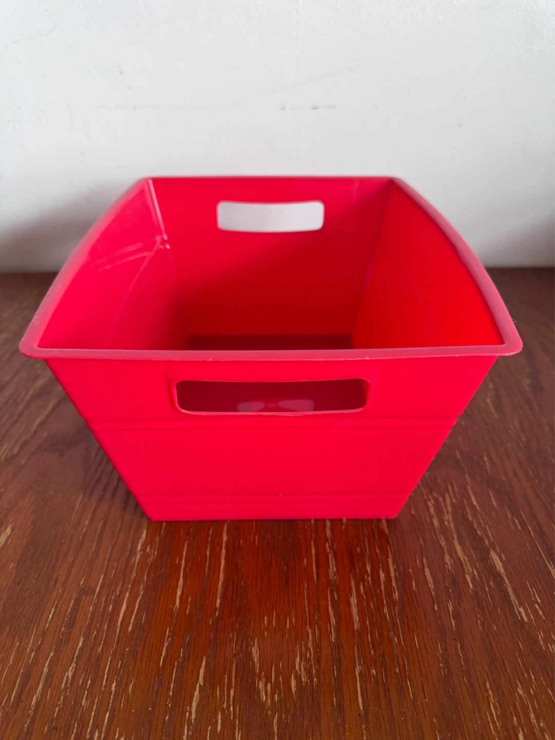 Red Square Plastic Storage Basket with Handles