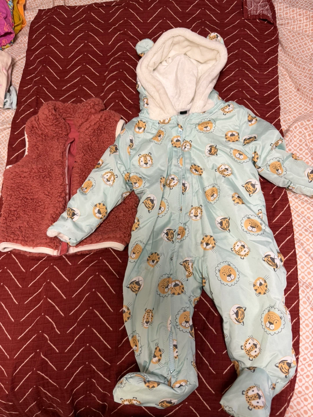 Baby Snowsuit and Fleece Vest Set