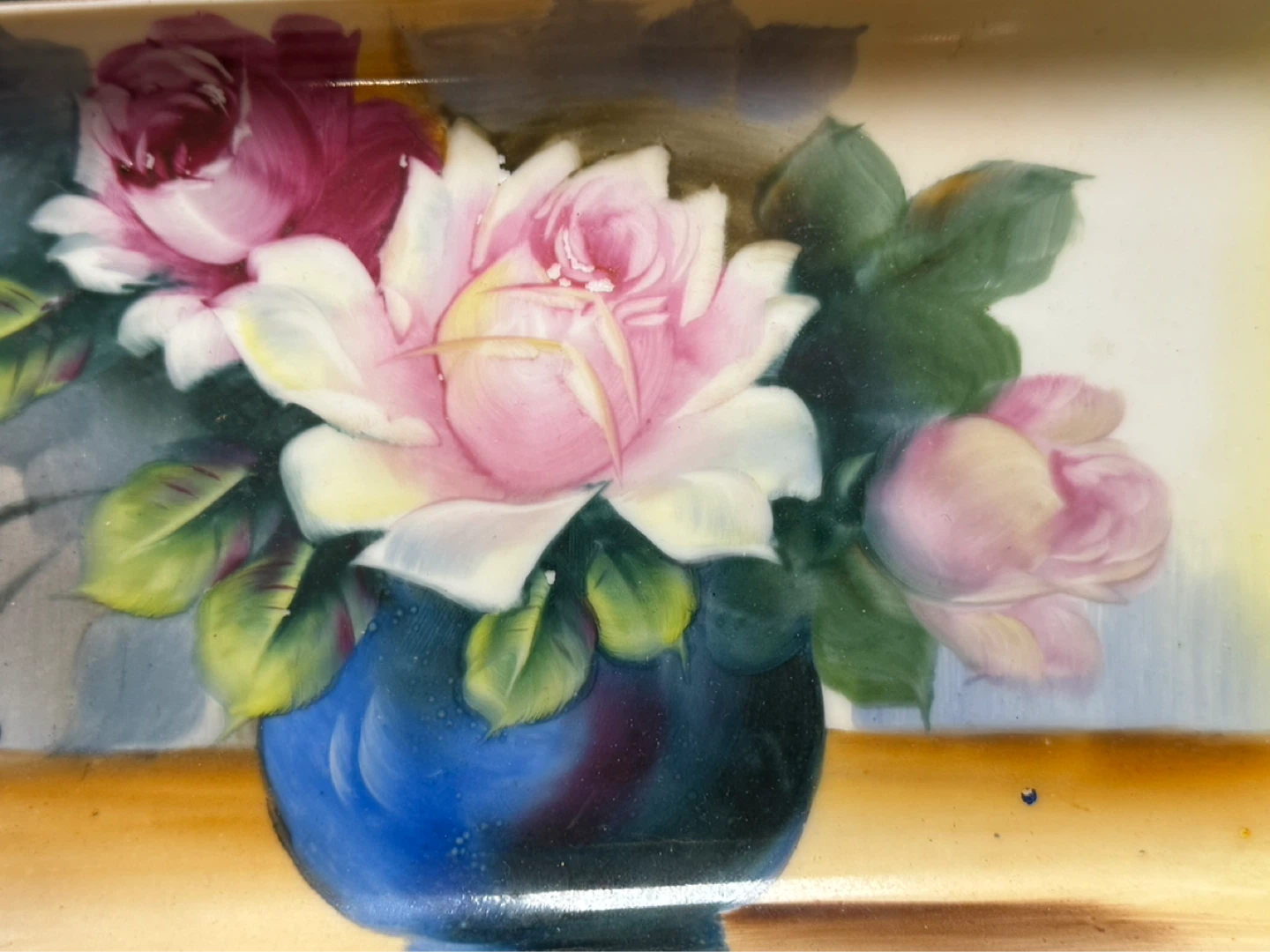 Antique Nippon Japan Hand Painted Peonies Porcelain Tray - photo 2