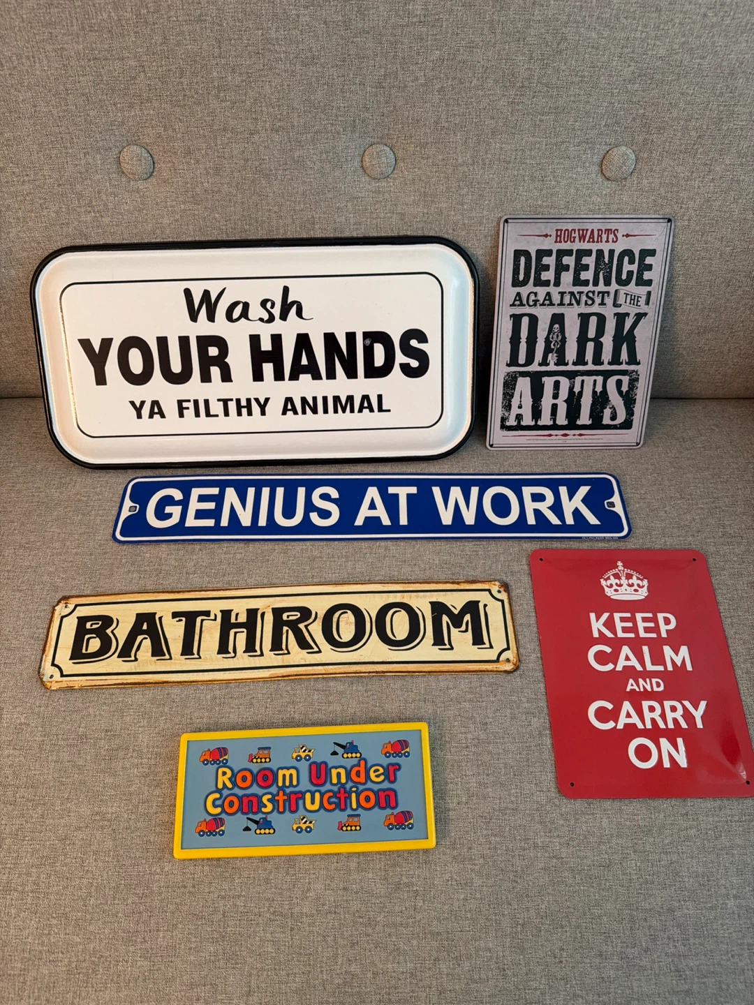 Assorted Tin Decorative Signs (Wash Your Hands, Bathroom, etc.)