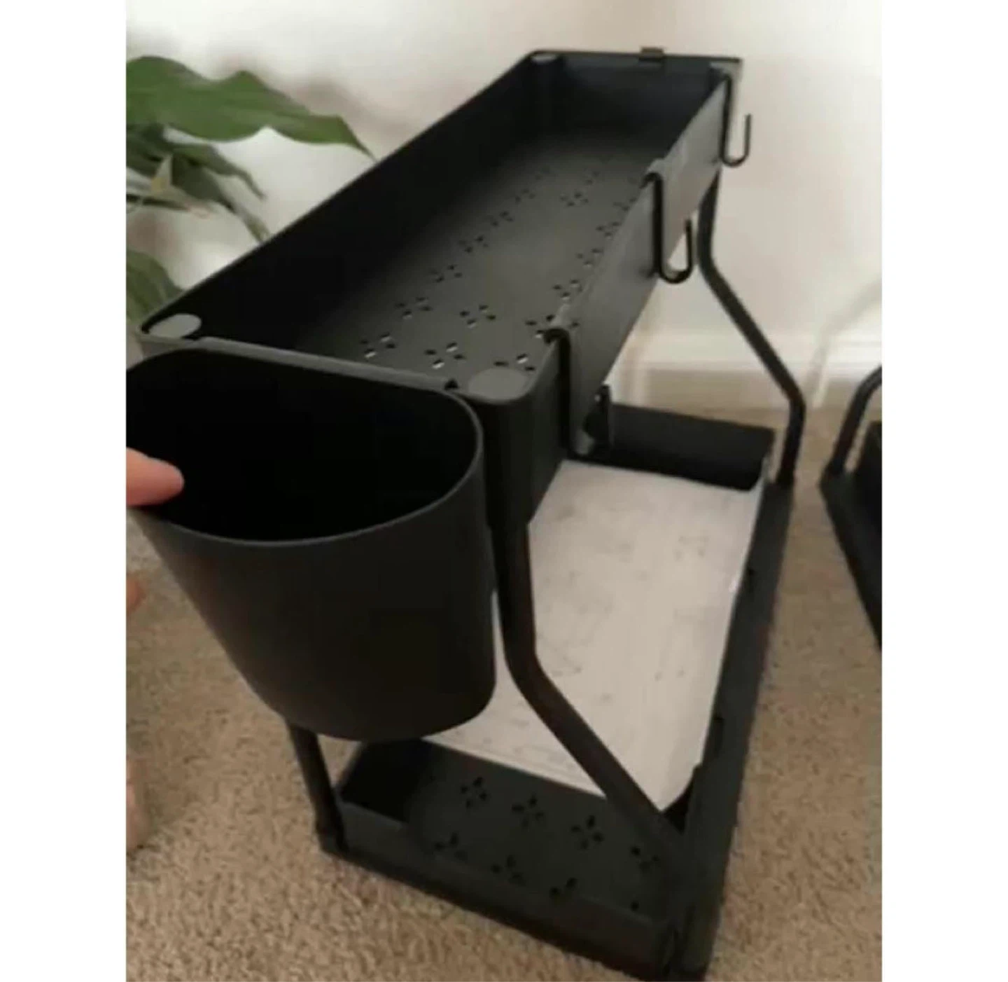 2-Tier Organizer Shelf with Hanging Cup and Hooks - photo 4