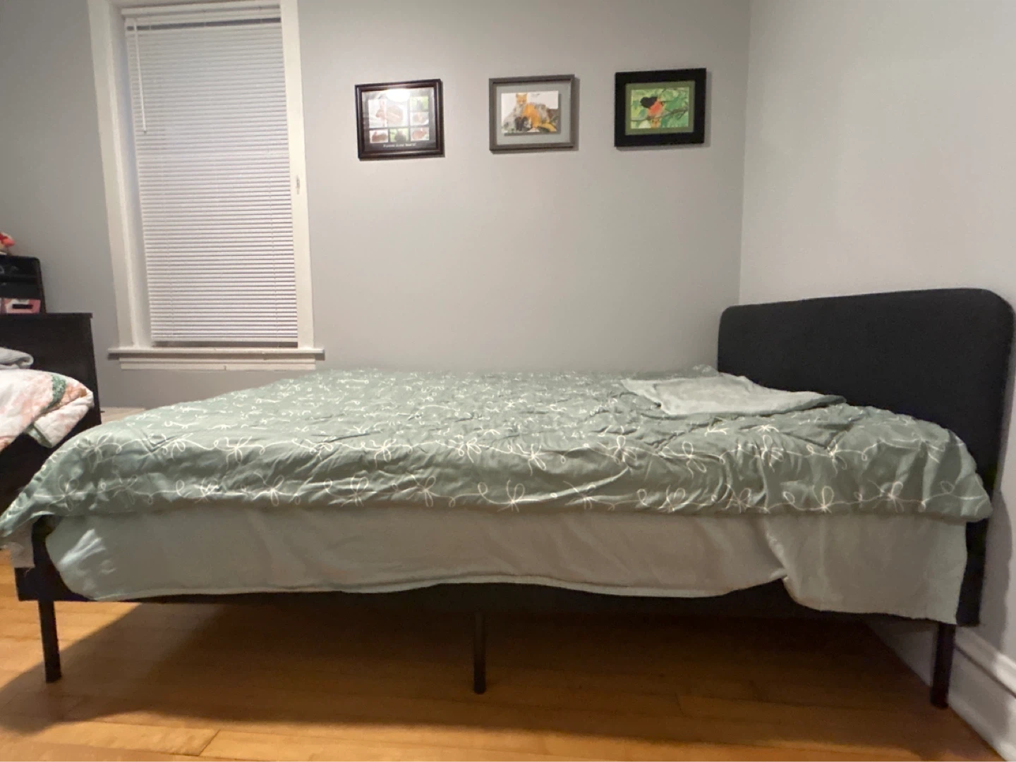 Dark Gray Upholstered Bed Frame, Mattress, and Sheet set - photo 2