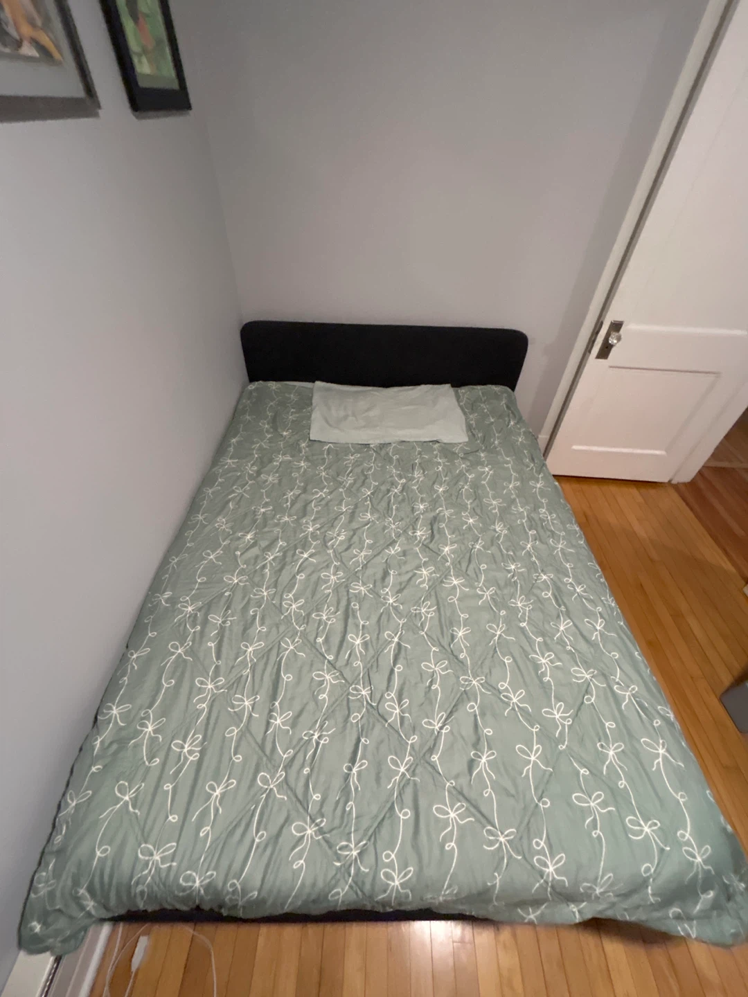 Dark Gray Upholstered Bed Frame, Mattress, and Sheet set - photo 3