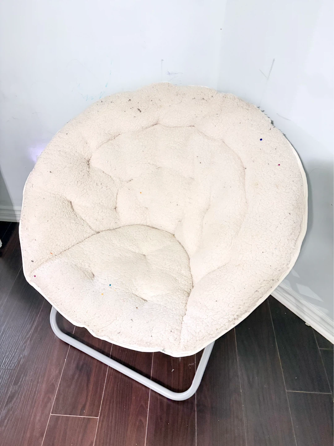 Cream Fluffy Saucer Chair
