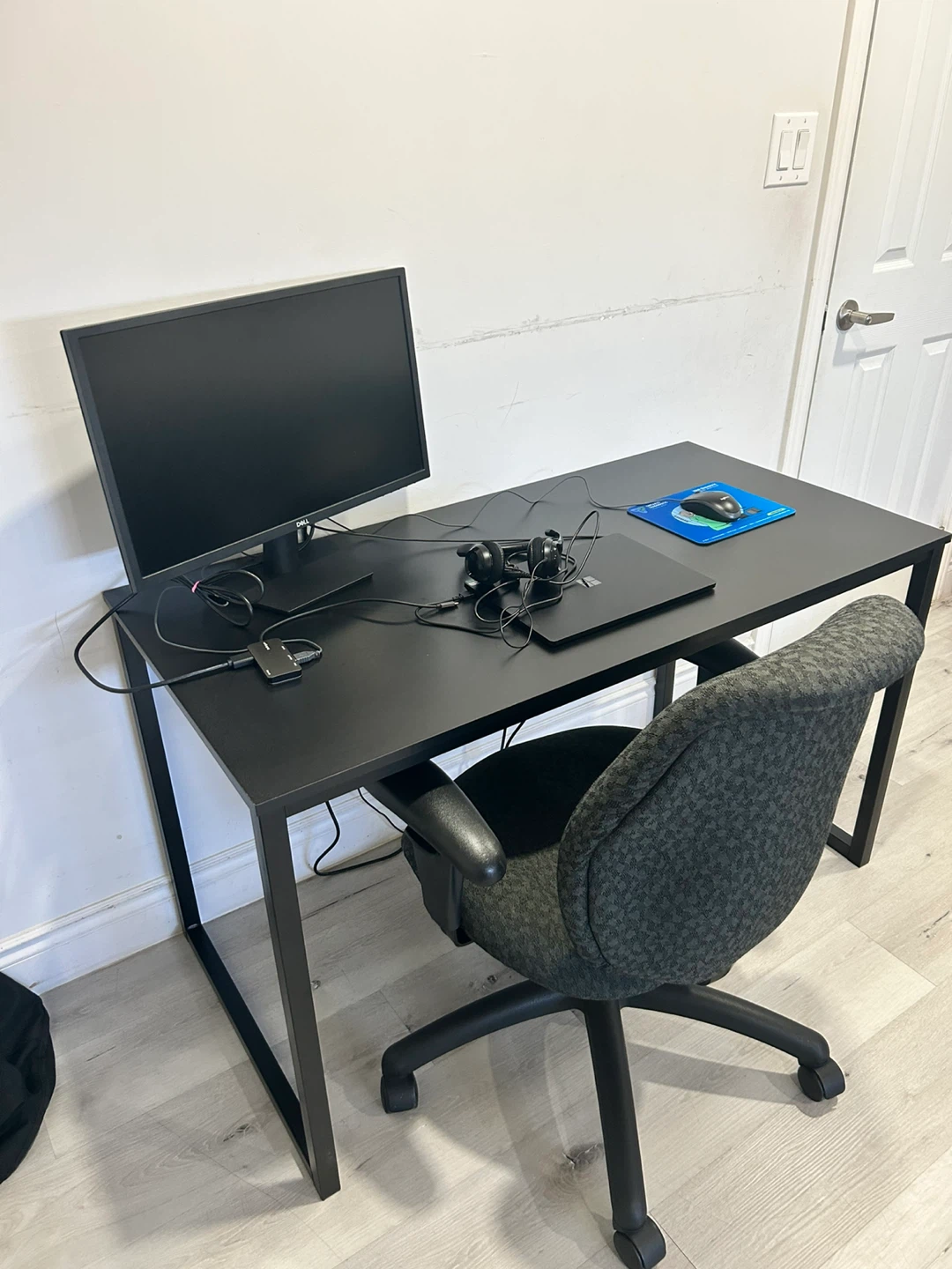 Black Desk with Swivel Office Chair