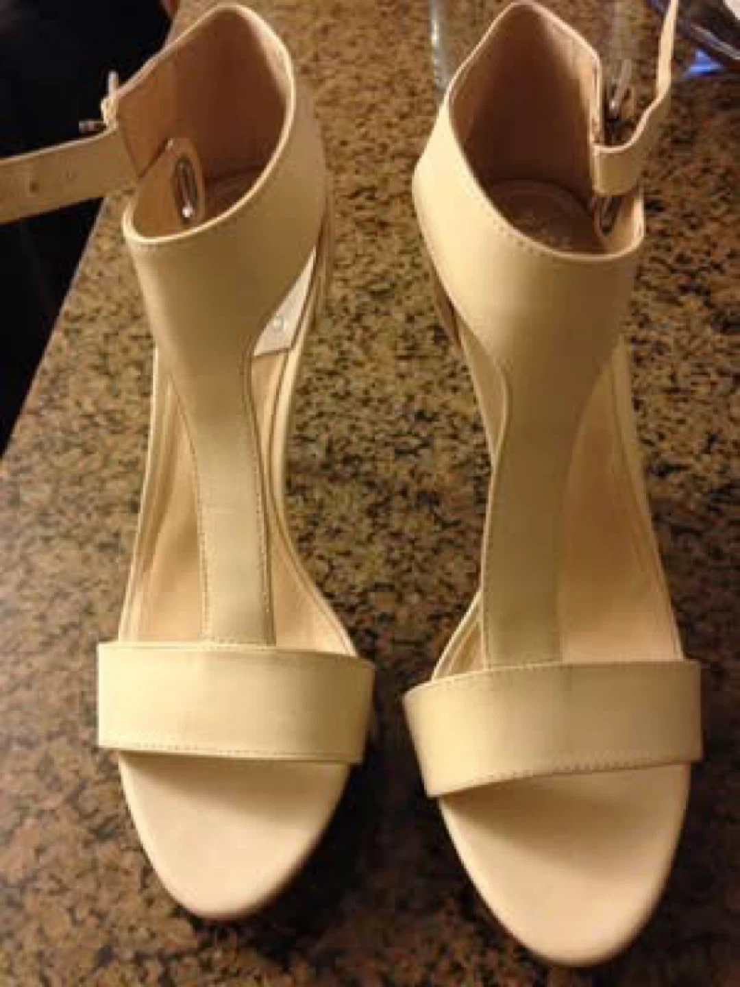 Cream T-Strap Heeled Sandals