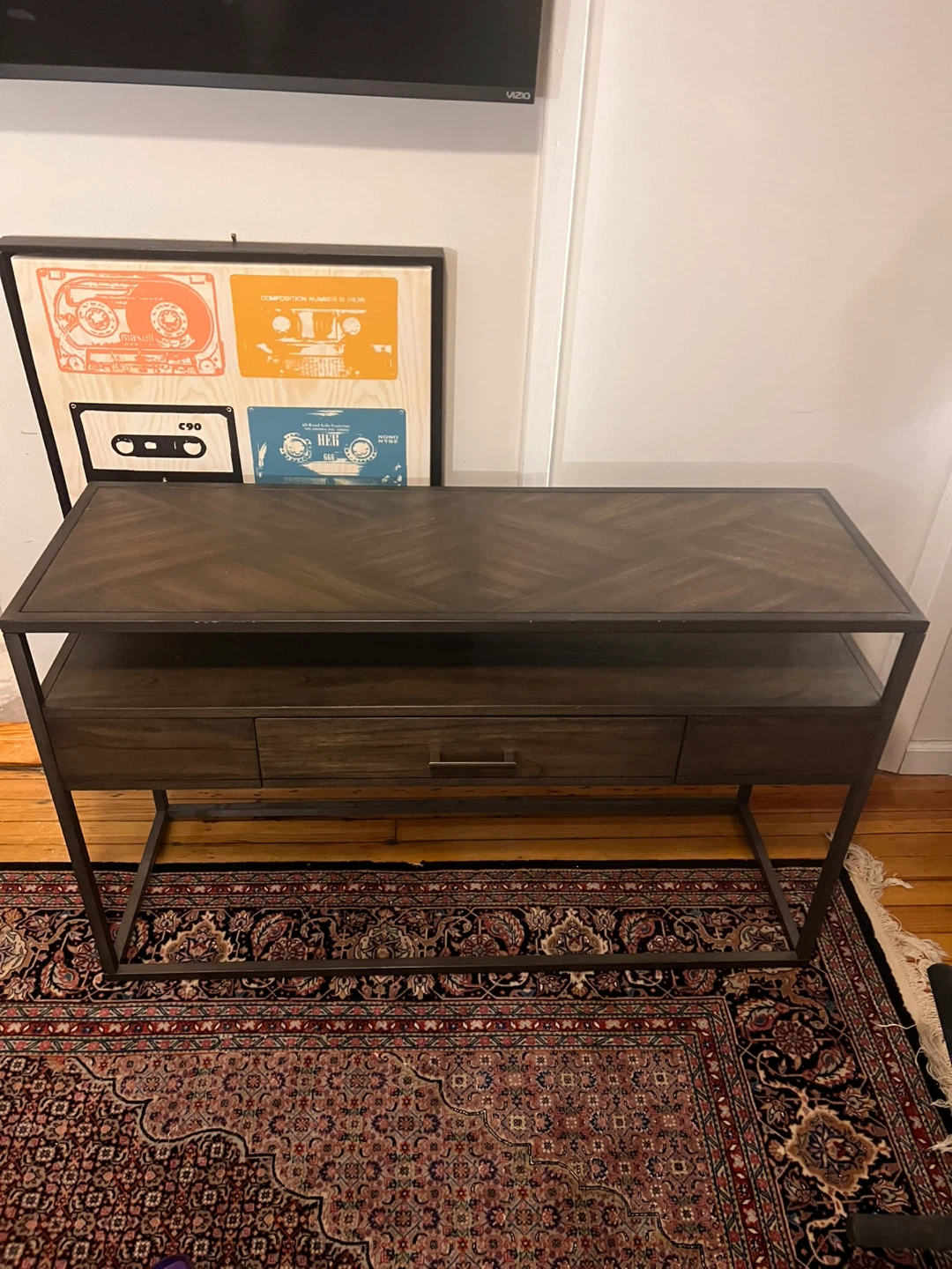 Dark Wood Console Table with Drawers