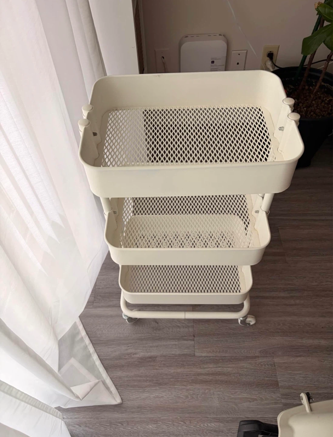 White 3-Tier Rolling Cart