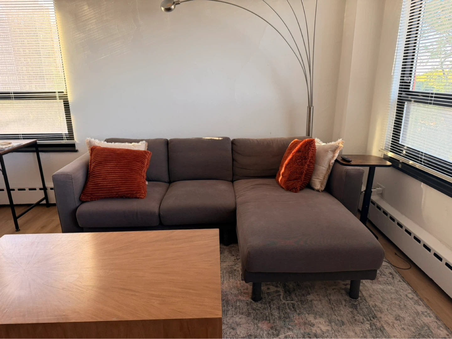 Purple-Brown Sectional Sofa with Chaise - photo 2