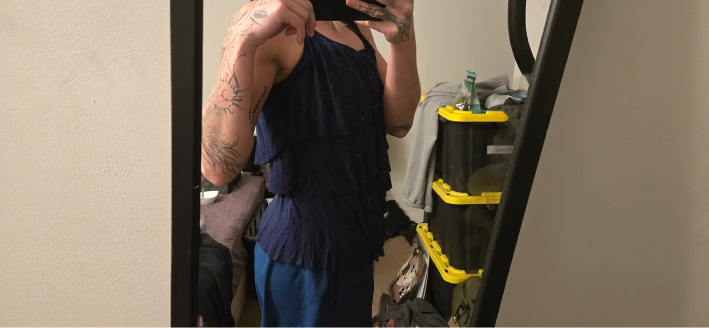 Navy Ruffle Tank Top - photo 2