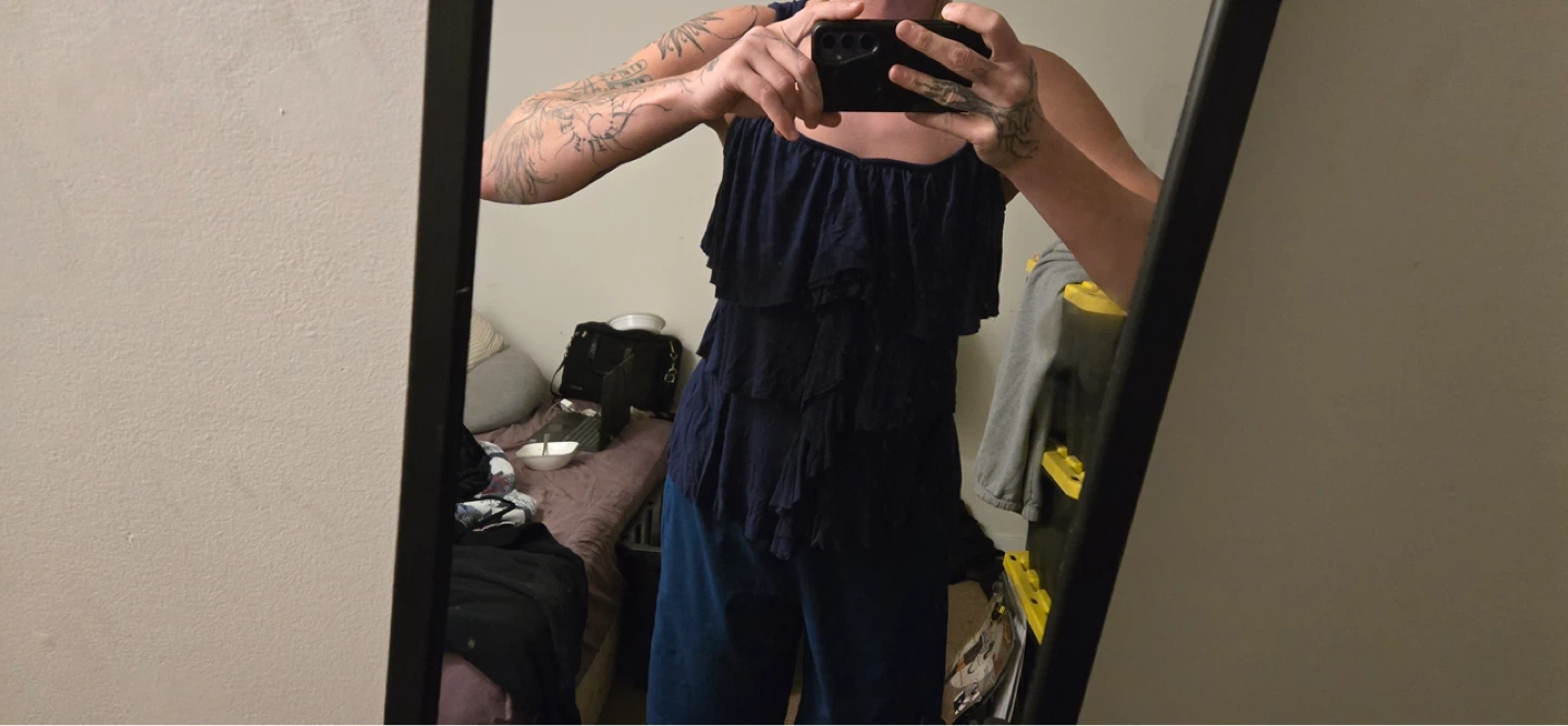 Navy Ruffle Tank Top