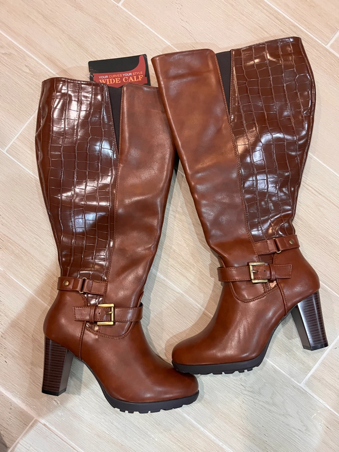 Brand NEW ChicBlooms Brown Boots Wide Calf Size 7 and 7.5 - photo 5
