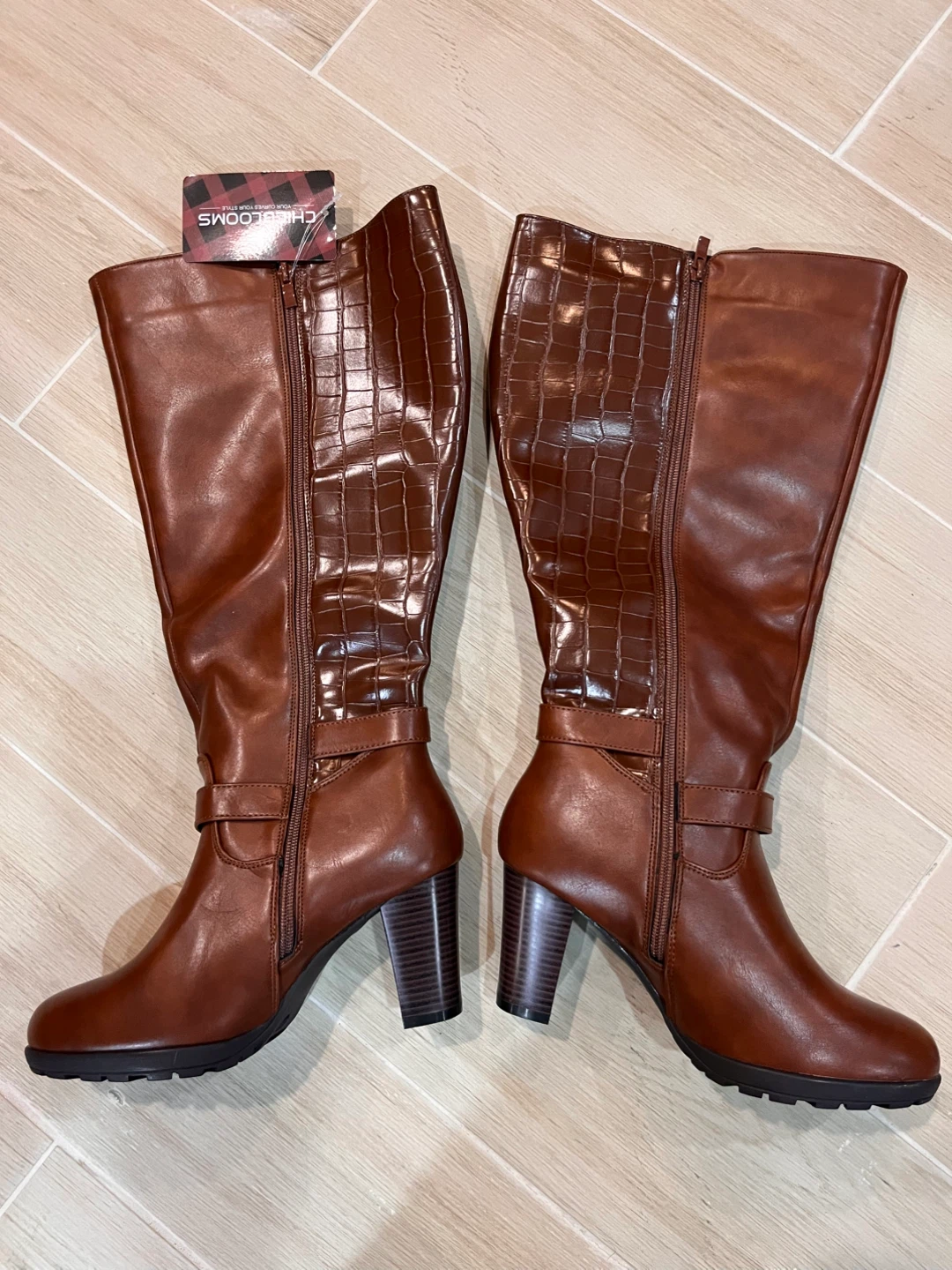 Brand NEW ChicBlooms Brown Boots Wide Calf Size 7 and 7.5 - photo 4