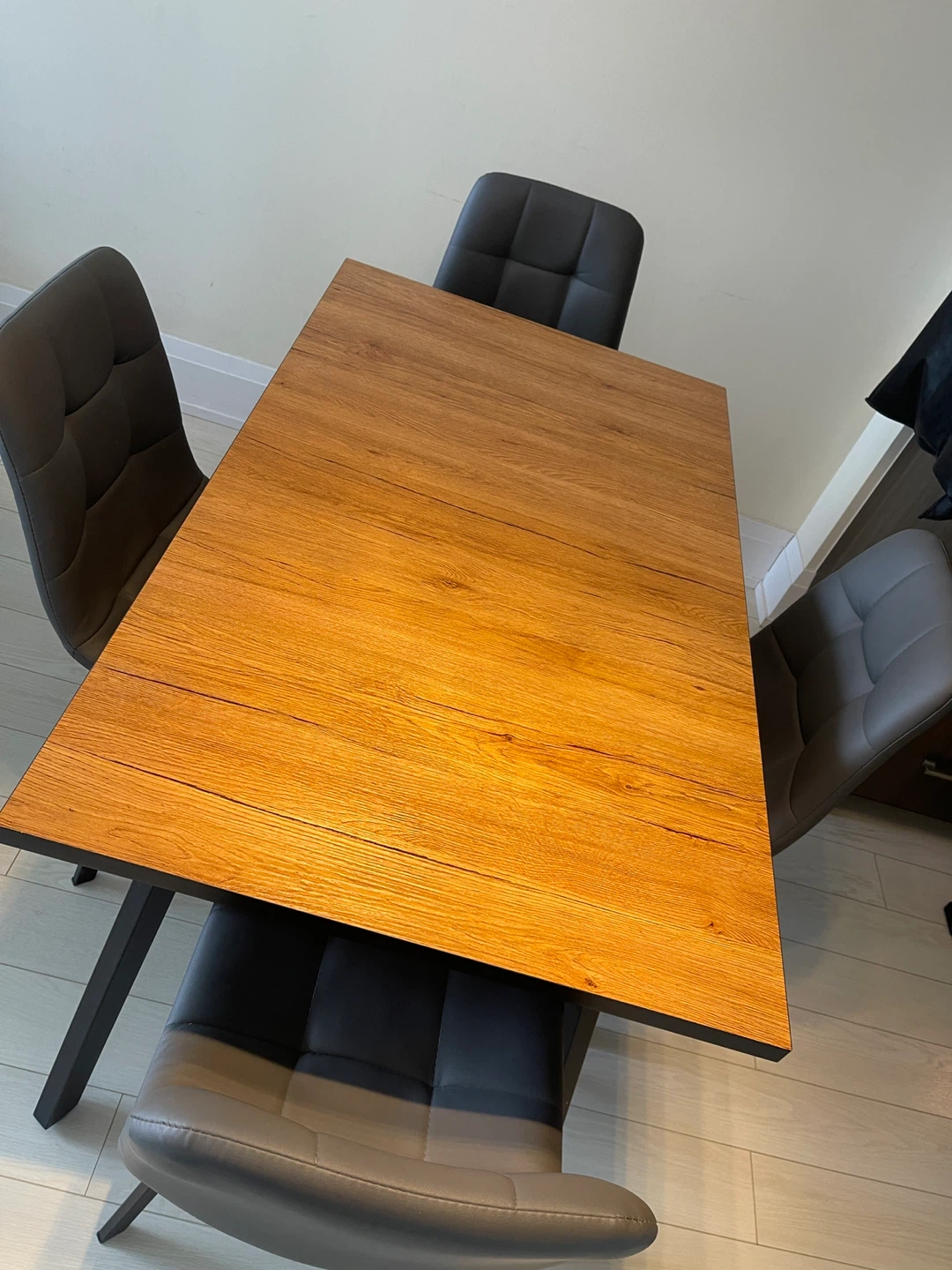 Wooden Dining Table with Black Legs