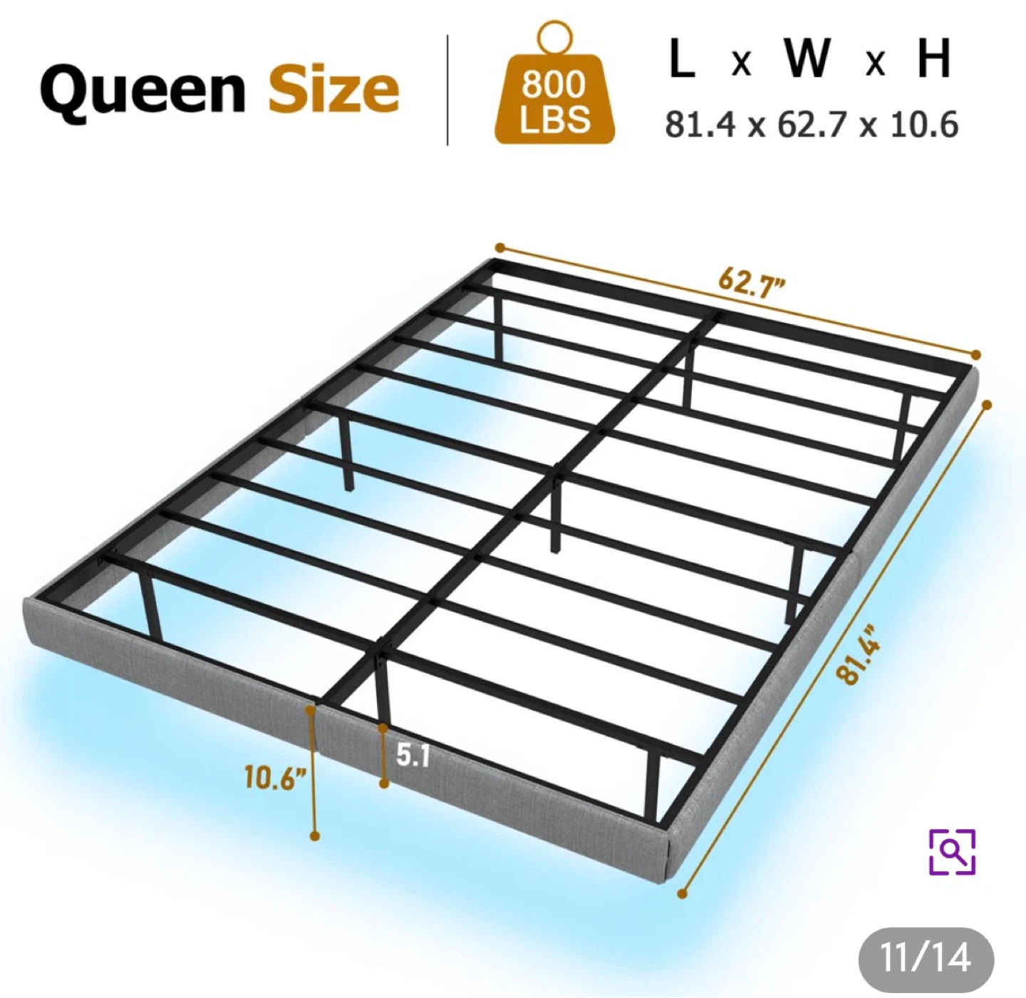Queen Size Floating Bed Frame with LED Light Remote Control - photo 4