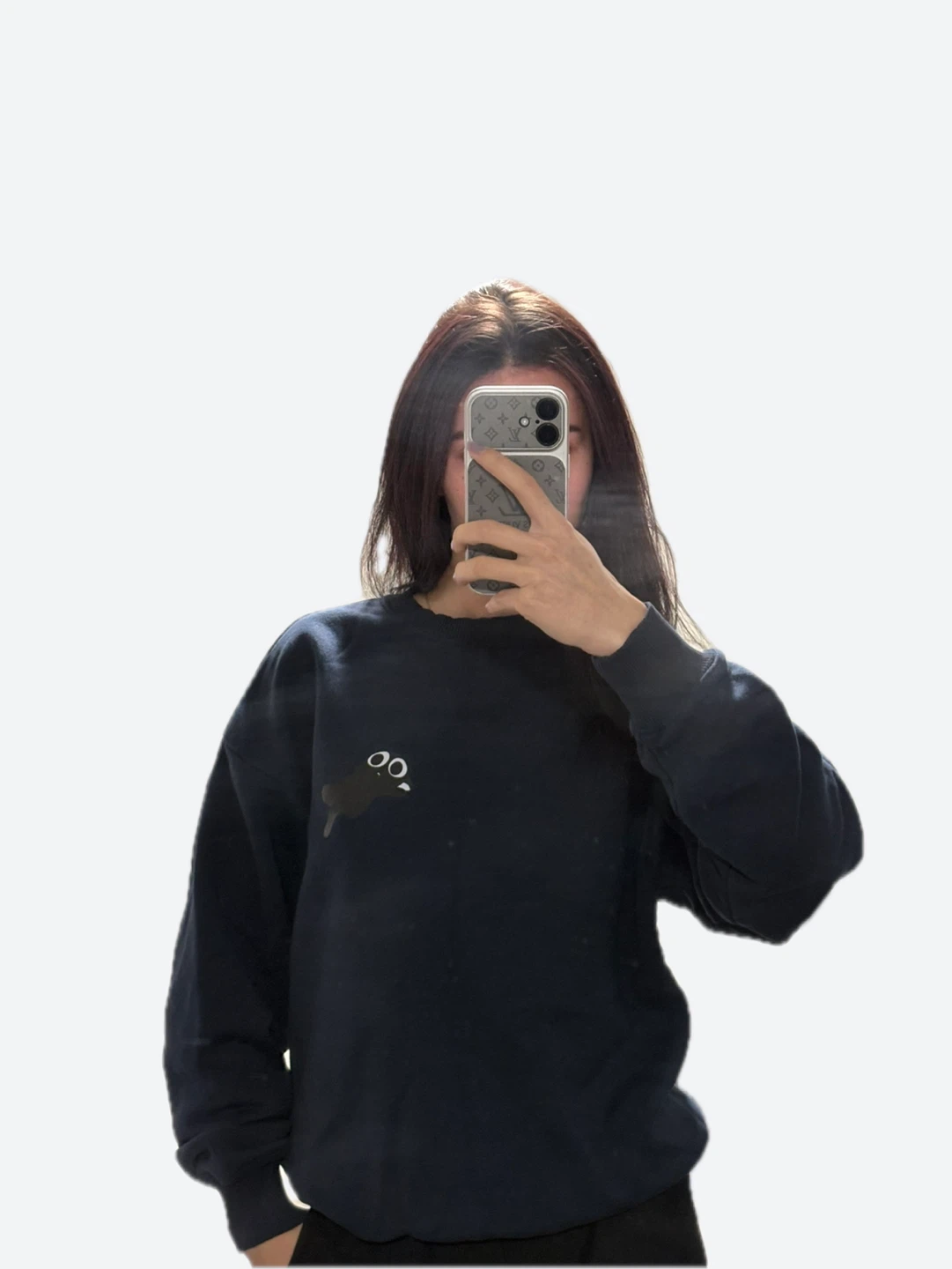 💙🖤Crewneck Sweatshirt with Cat Graphics