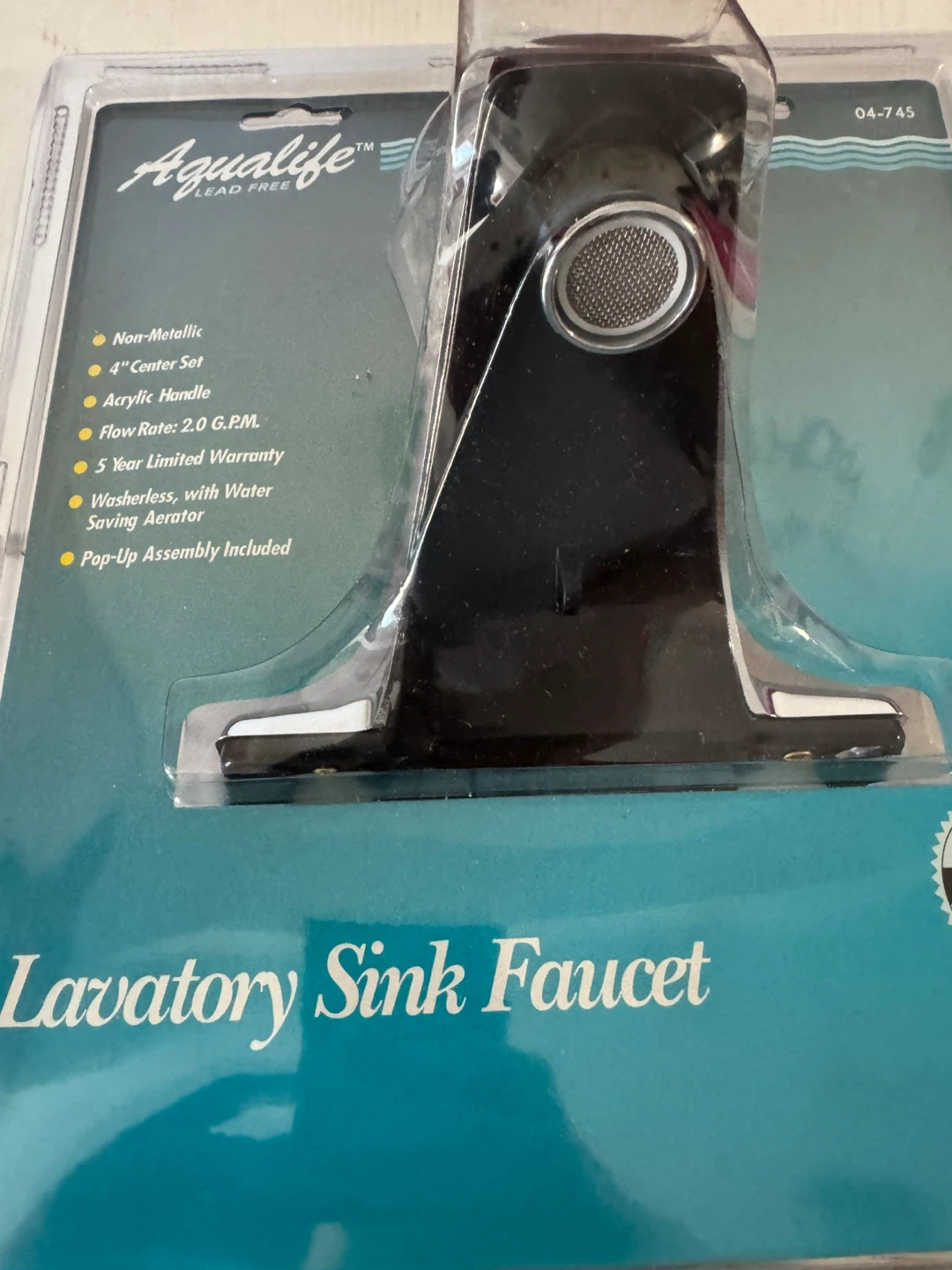 Aqualife Lavatory Sink Faucet - Black, Acrylic Handle