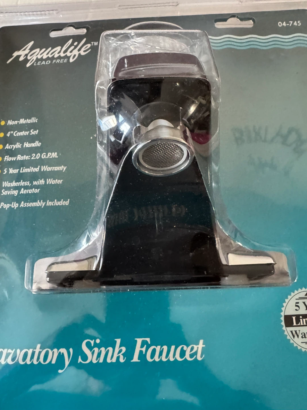Aqualife Lavatory Sink Faucet - Black, Acrylic Handle - photo 4