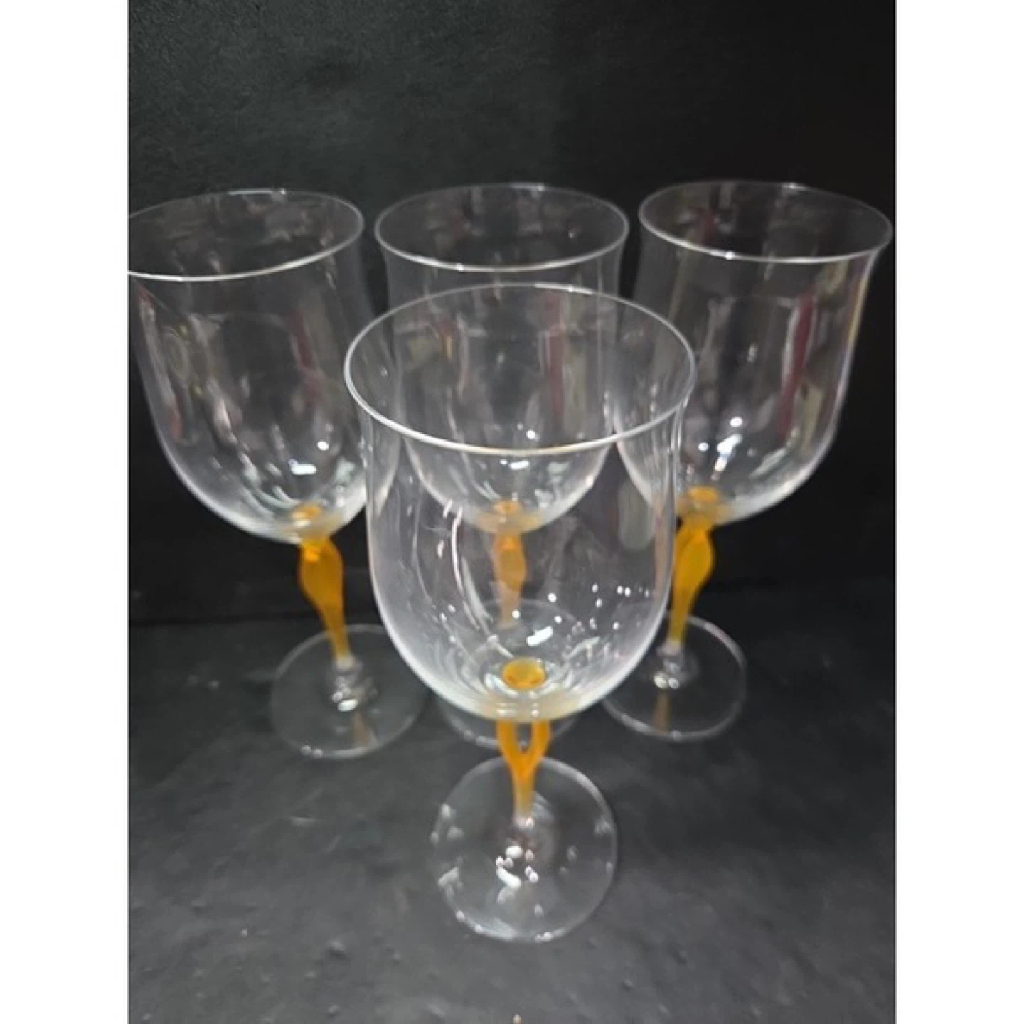 Set of 4 Mikasa Crystal Tuscan Wine Glasses, Yellow Stem