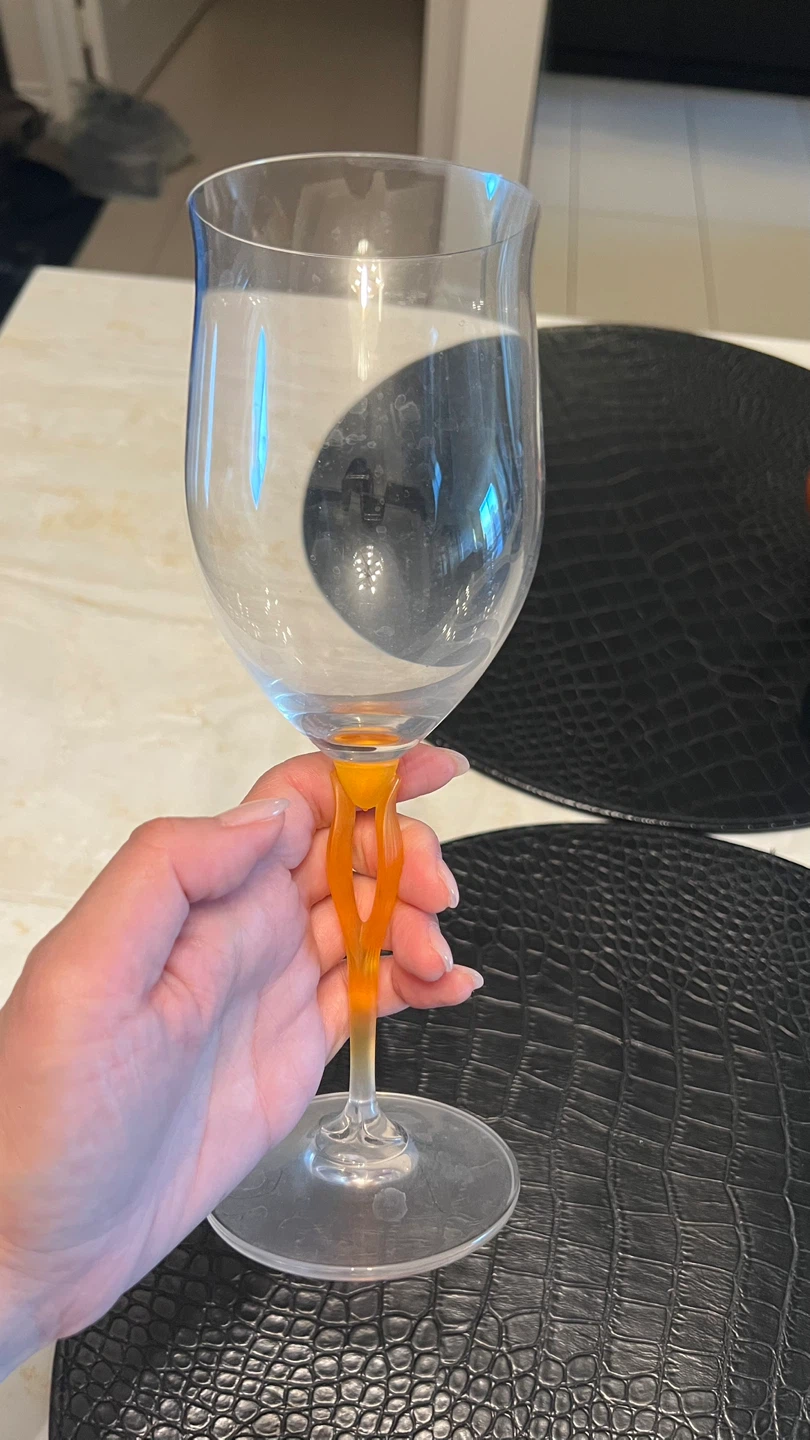 Set of 4 Mikasa Crystal Tuscan Wine Glasses, Yellow Stem - photo 3