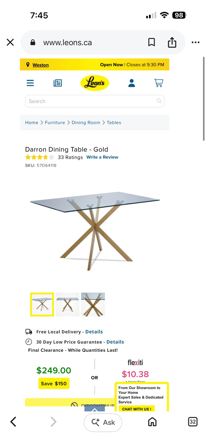 Dinning table with 4 chairs