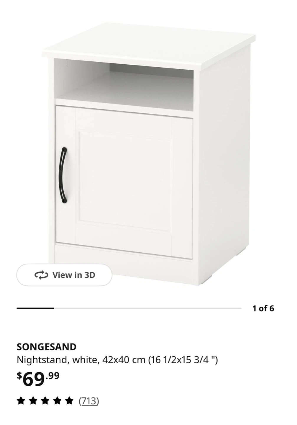 IKEA SONGESAND Nightstand - White - photo 3