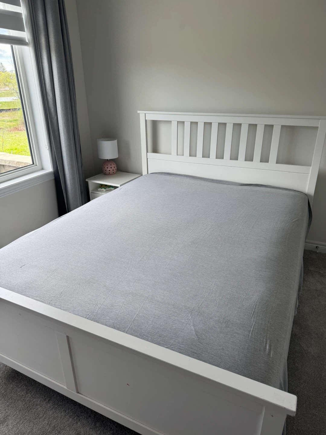 IKEA White Wooden Bed Frame - Queen Size