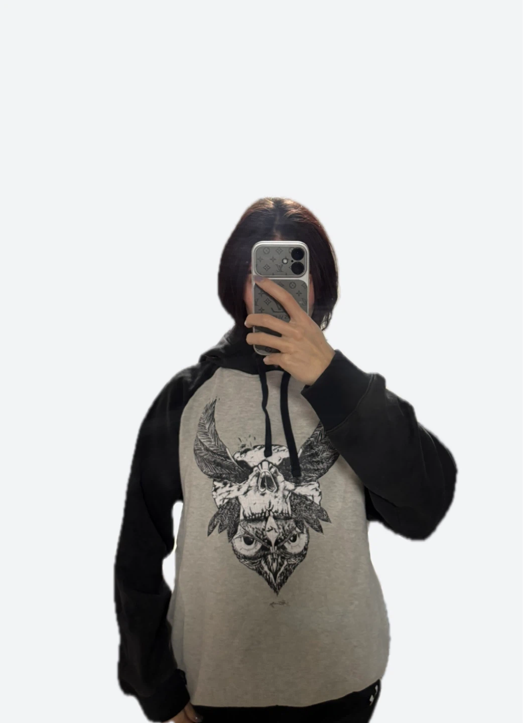 Hoodie with Owl Skull Graphic