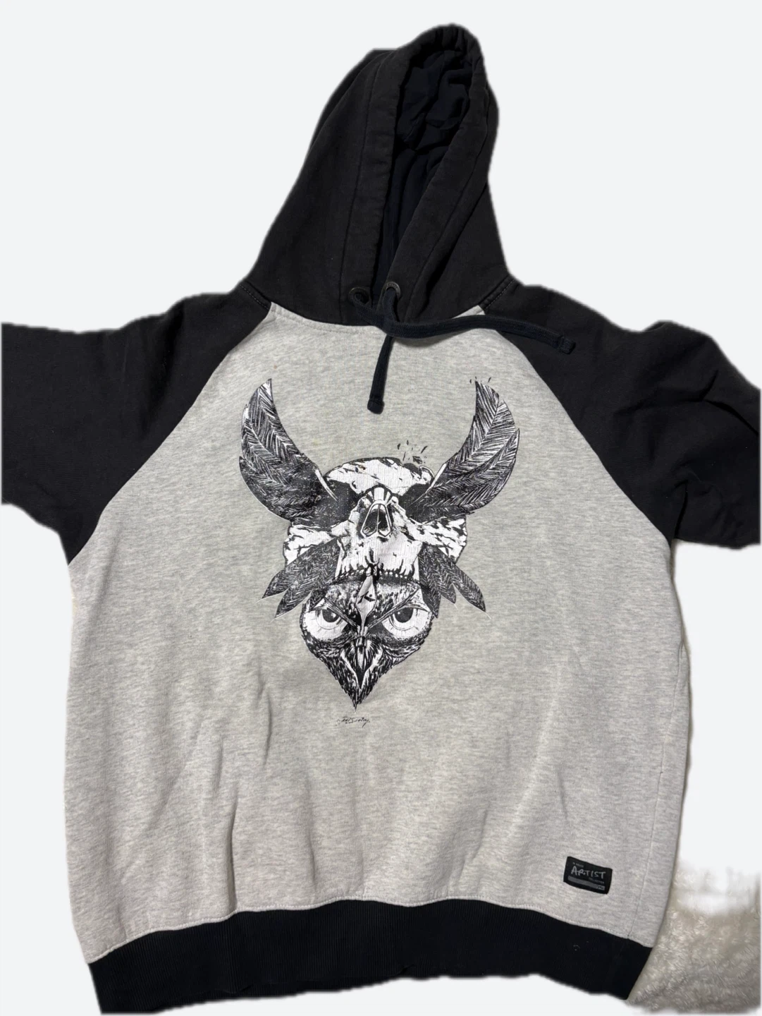 Hoodie with Owl Skull Graphic - photo 2