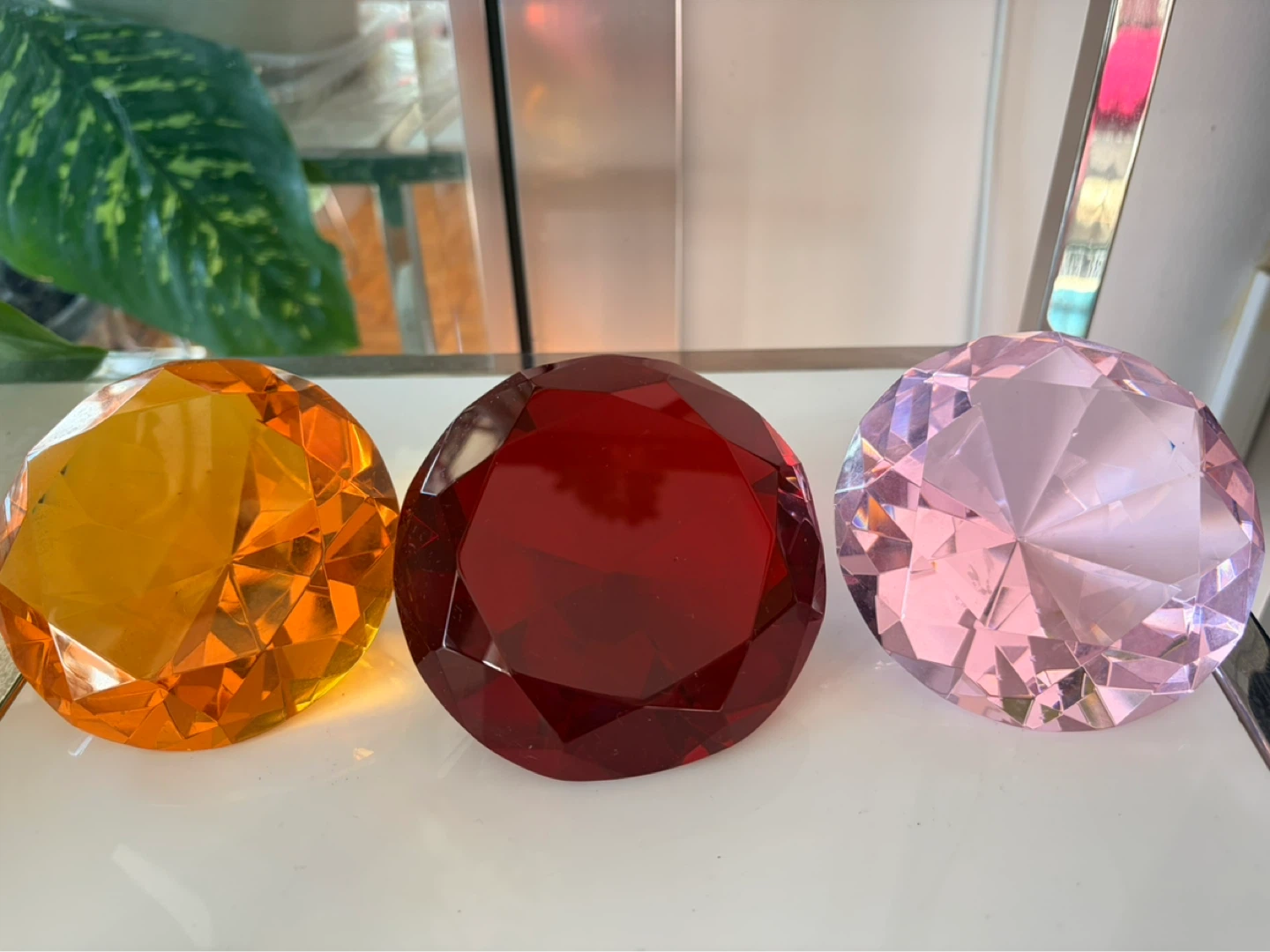 Set of 3 Faux Gemstones - Pink, Red, and Orange