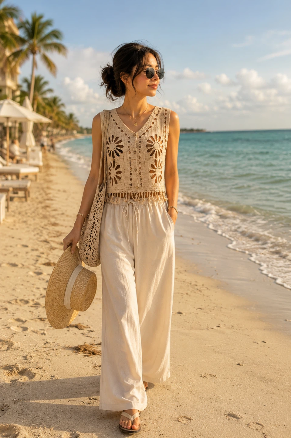 $18 Soft Crochet Knit Top | $18 Garterized wide leg pants - photo 3