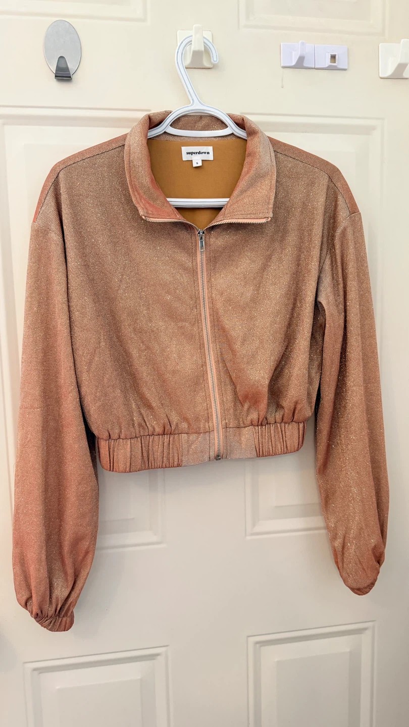 Glitter Track Jacket - Rose Gold. Size S/M