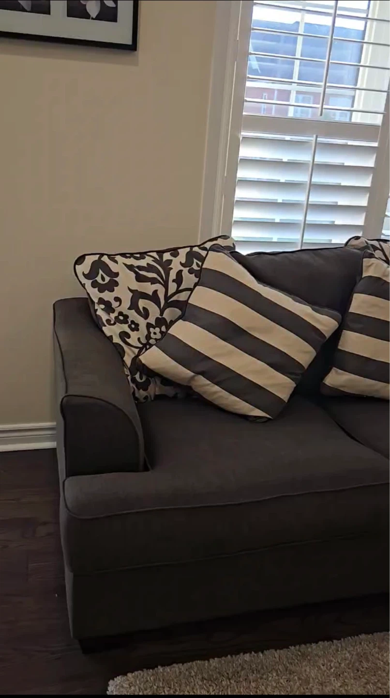 Dark grey Ashley fabric sofa and love seat set - photo 4