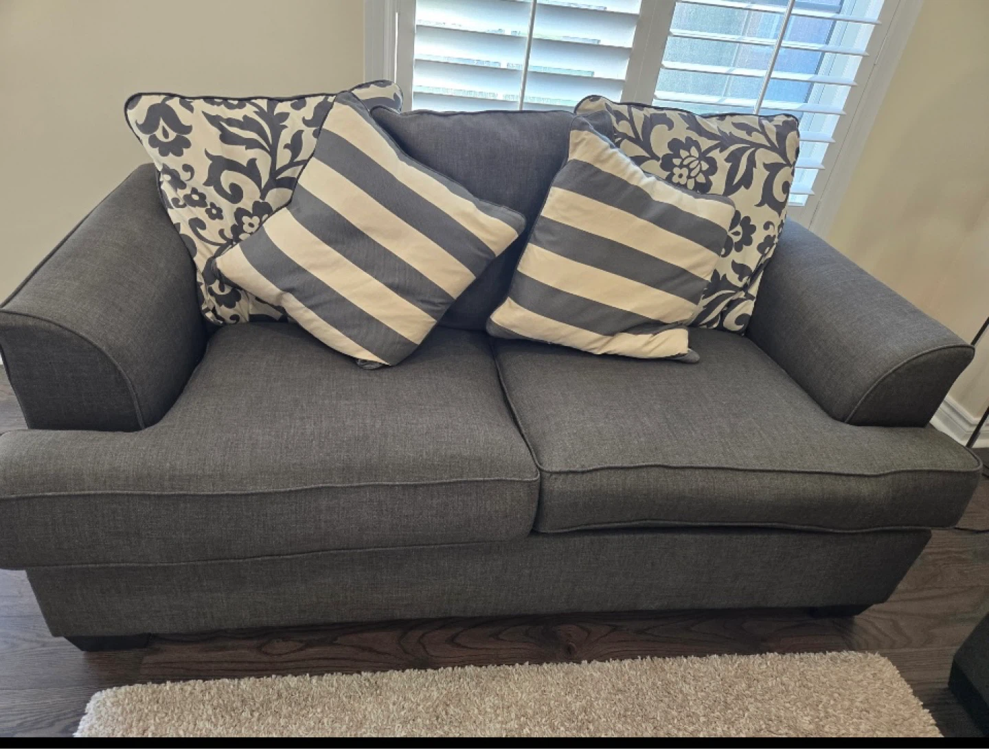 Dark grey Ashley fabric sofa and love seat set - photo 3