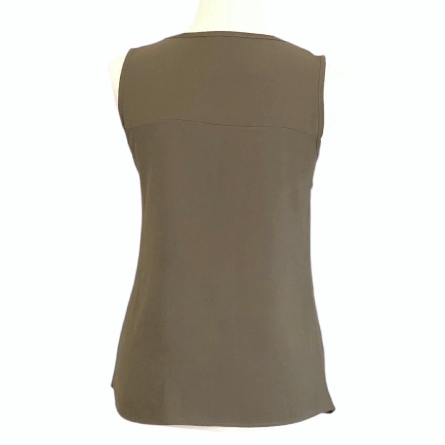 Boutiqua Brand Olive Sleeveless Blouse Ruffles Rhinestones Small - photo 4